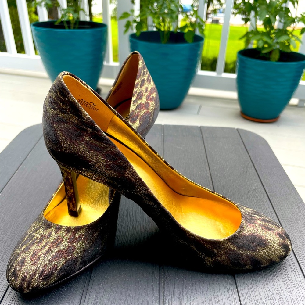 Metallic Animal Print Nine West Pumps